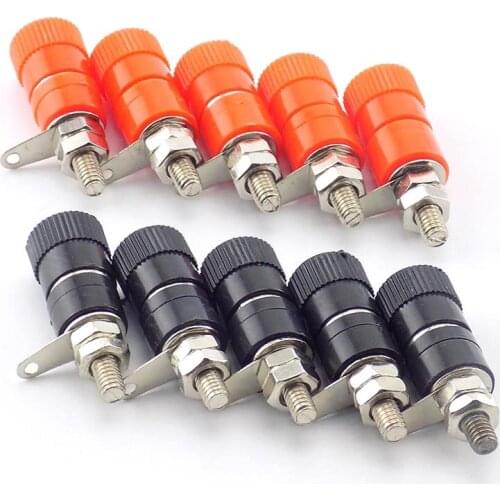 4 10pcs 4mm Banana Plugs Socket Connector Nickel Plated Binding Post Nut Banana Plug Jack Connector Red Black DIY Connectors