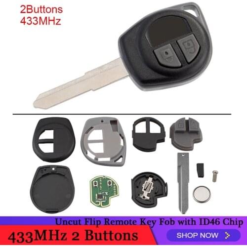 433MHz 2 Buttons Keyless Uncut Flip Remote Key Fob with ID46 Chip for SUZUKI SWIFT SX4 Alto JIMNY VITARA IGNIS Splash 2007-2013