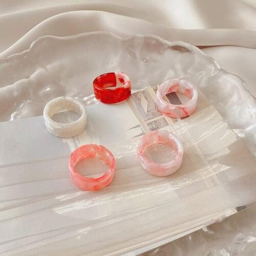 5pcs/1SET Beatiful Chic Colorful Transparent Resin Acrylic Rings Hot Morandi Color Women Party aesthetic Jewelry Ring Set