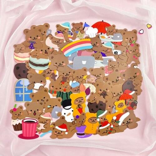 SaYing 60Pcs/pack Cute Lazy Bear Sticker Kawaii Korean Journal Scrapbooking Decorative Sticker Kawaii School Stationery Supplies