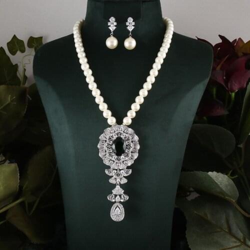AccKing 2pcs Bridal Zirconia Full Jewelry Sets For Women Party, Luxury Dubai Nigeria CZ Crystal Wedding necklace sets
