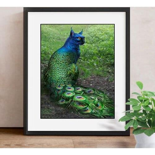 Diamond Mosaic "Cartoon" Patterns Needlework Full Square Diamond Embroidery Peacock Cat Rhinestone Wall Art