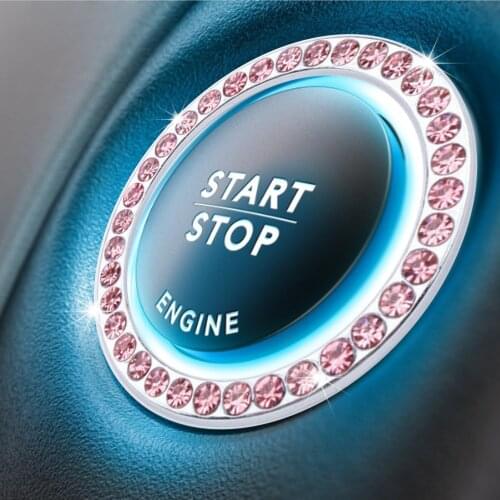 Car Starter Switch Decor Start Switch Silver Diamond Ring Starter Switch Decorative Circle Gift Girl Car Accessories Russia