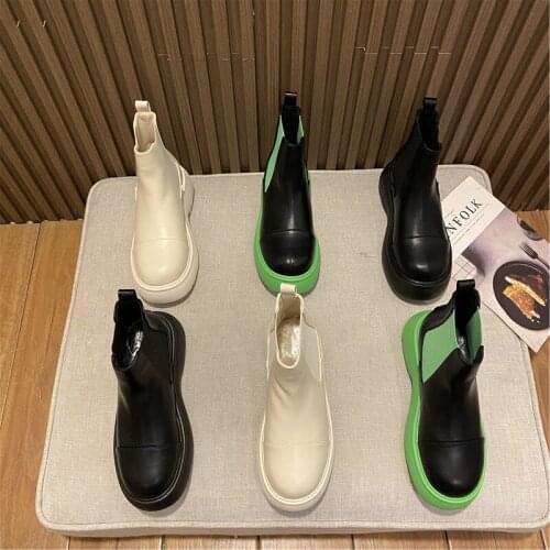 Chelsea short boots womens 2021 thick-soled womens boots with increased pipe height British Martin boots