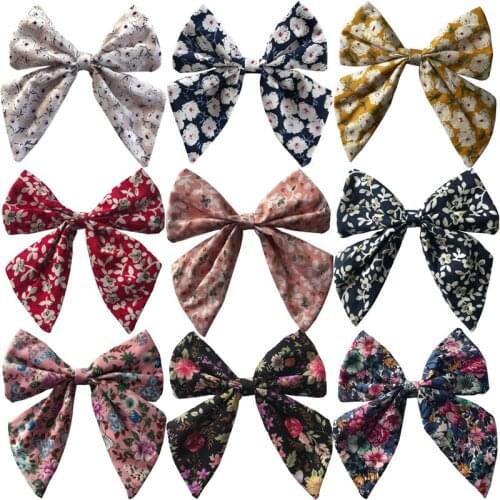 Boutique Colorful Fabric Sailor Bows Baby Girls Women Hair bow Hair Clips Hair Barrettes Hair Accessories Headwear Party bows