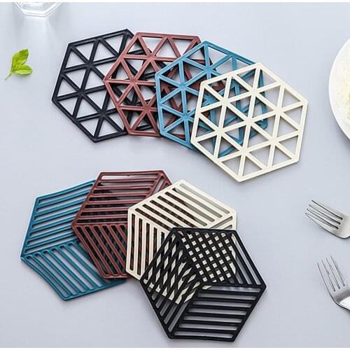 Household Hexagon Heat-insulated Non-slip Silicone Table Mat Placemat Coaster