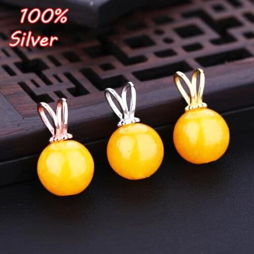 925 Sterling Silver Color Jewelry Accessories Gold-plated Bead Blank Pendant Buckle DIY Fashion Jewelry Findings