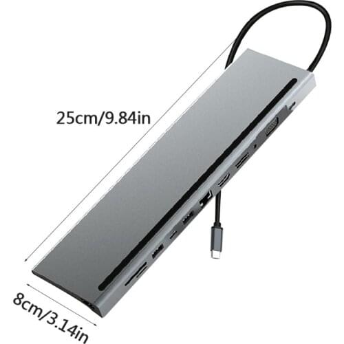 28EA Upgrade Fast Type C USB Hub HDMI-Compatible Rj45 USB3.1 5Gbps Interface Type-C PD100W SD TF Docking Station HUB 12-in-1