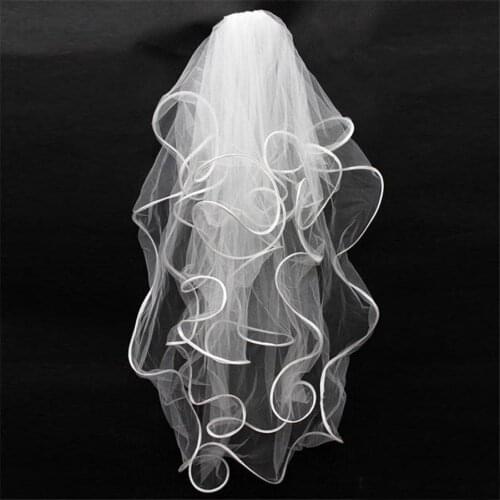 Hot Sale 4 Layer Tulle Crinkle Hem Wedding Veil Short Mantilla Bride Head Accessories Bridal Veils With Comb