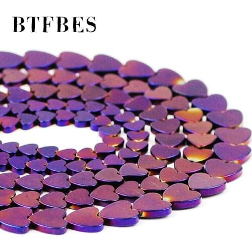 Purple 6/8/10mm Peach Hearts Hematite Natural Stone Charm Loose Beads For Jewelry Bracelet Necklace Making Diy Accessories