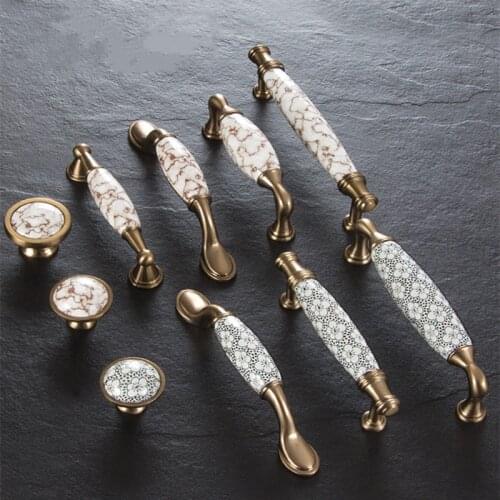 European Plum Ceramic Hand Cabinet Drawer Wardrobe Door Single Hole American Antique Marbled Ceramic Handle