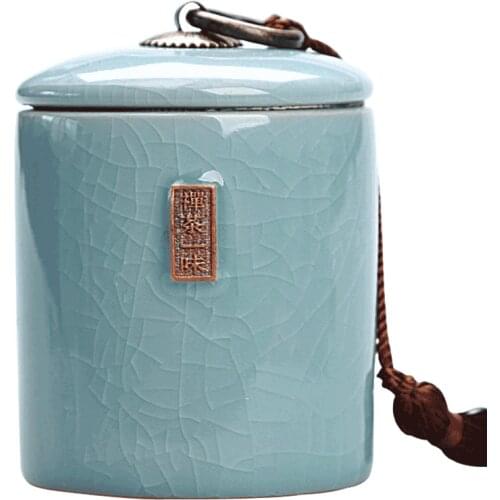 Chinese-style Ceramic Tea Cans Portable Travel Sealed Moisture-proof Storage Cans Simple Household Tea Storage Cans Home
