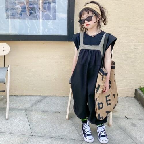 Mihkalev European Girl Set For Kids 2021 Summer Clothes Sets Tshirt+Overalls Pants 2Pieces Children Clothing Outfits ملابس اطفال