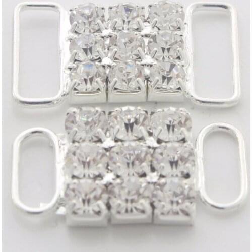 28mm 1 1/10" Bikini Round Clear Belt Buckle Accessories Invitation Ribbon Slider For Wedding Supplies Rhinestone Embellishments