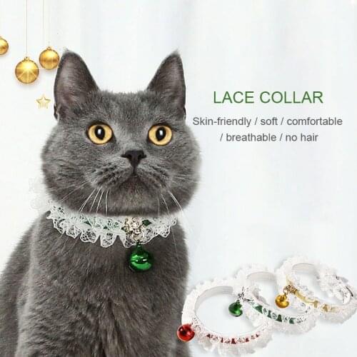 Buckle Collar Lace PU Necklace Collar With Bell Popular Lovely Pet Accessories Puppy Adjustable Pet Wedding Supplies