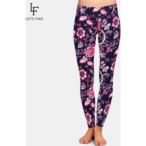 LETSFIND 2020 Push Up New Beautiful Flowers Design Women Print Leggings High Waist Plus Size Fitness Soft Leggings