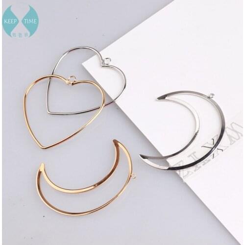 Ritoule Copper simple DIY, large Love Moon Pendant, Korean earrings, earrings, handmade jewelry, accessories, materials