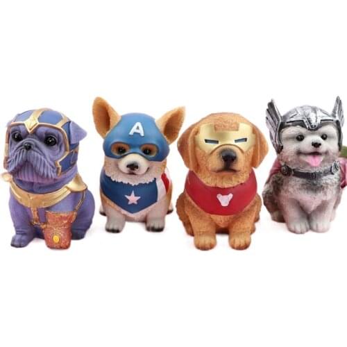 Avenge Corgi Pet Dog Ornament Piggy Bank Cute Animal Decoration Gift Car Interior Resin Craft Fairy Garden Decor