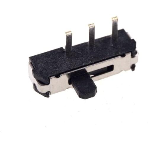 100 pcs Miniature Slide Switch 3 Pin 2 Position 1P2T SPDT ON-OFF Right Angle Through Hole PCB Knob 2.00mm Height 2.0 mm Pitch