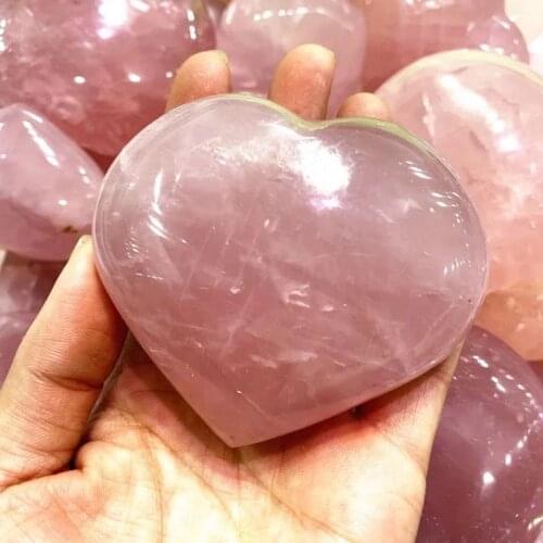 MOKAGY Natural Rose Quartz Pink Crystal Heart Shape 70mm-80mm 1pc