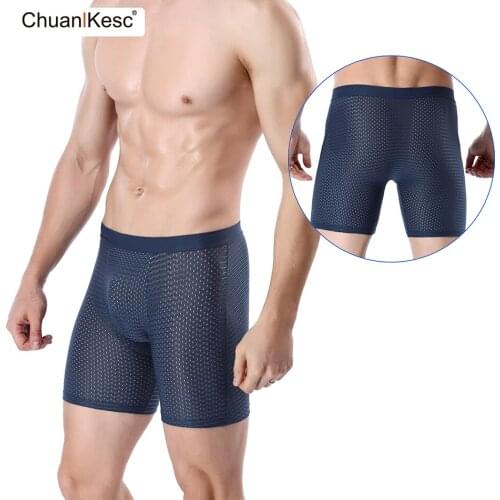 Mens Boxers Long Leg Mesh Underwear Cool Soft And Sexy In Summer Running And Cycling Wear Resistant Leg Shorts