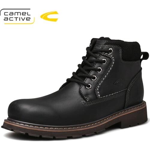 Camel Active New Men Fashion Lace-up Ankle Boots Wool High Quality Men British Boots with fur warm Winter Snow boots Male Bota