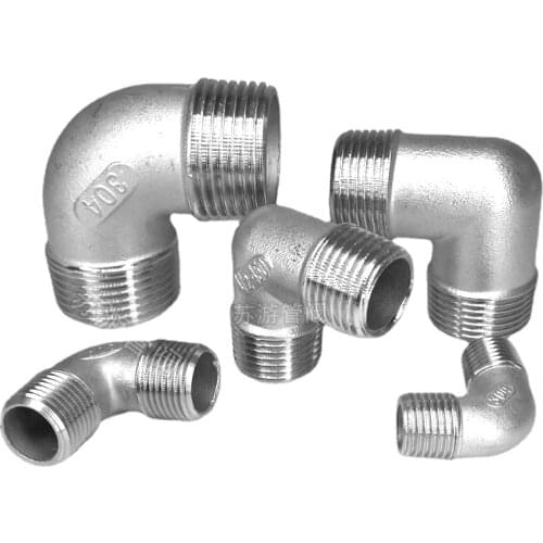 1/4" 3/8" 1/2" 3/4" 1" 1-1/4" 1.5" 2" BSPT Male 90 Degree Elbow 304 Stainless Steel Pipe Fitting Water Gas Oil