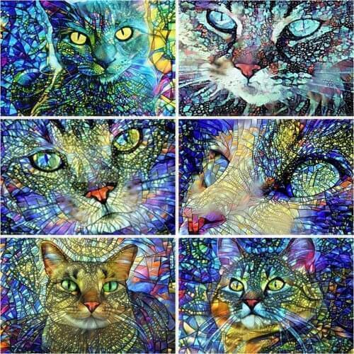 5D DIY Diamond Painting Sale Cat Full Square Diamond Embroidery Animal Mosaic Cross Stitch Kit Home Decoration