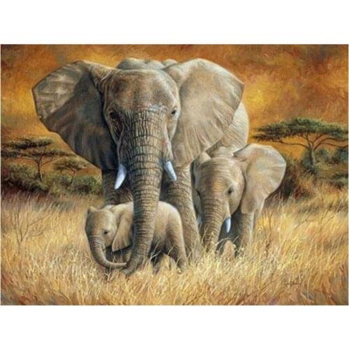 Steppe Elephant Animal DIY Painting By Numbers Hand Painted Oil Painting Adult Child Picture Colouring Home Decor Unique Gift