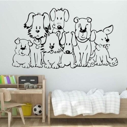 Lovely Dogs Wall Decal Cartoon Dogs Nursery Baby Kids Room Decor Sticker Vinyl Removable Art Home Decoration Accessories Z556