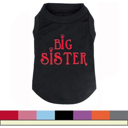 Red BIG SISTER Printed Pet Puppy Clothes Shirts Tee Clothes T Shirts for Small Medium Large
