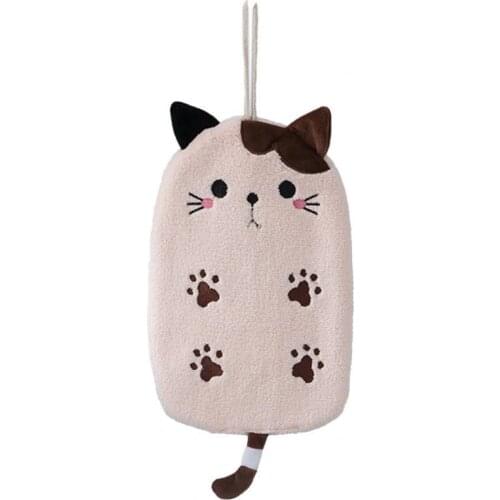 Towel Skin-friendly Good Water Absorption 4 Colors Cute Cat Shape Wash Towels Bathroom Supplies Allergy Free Hanging Design