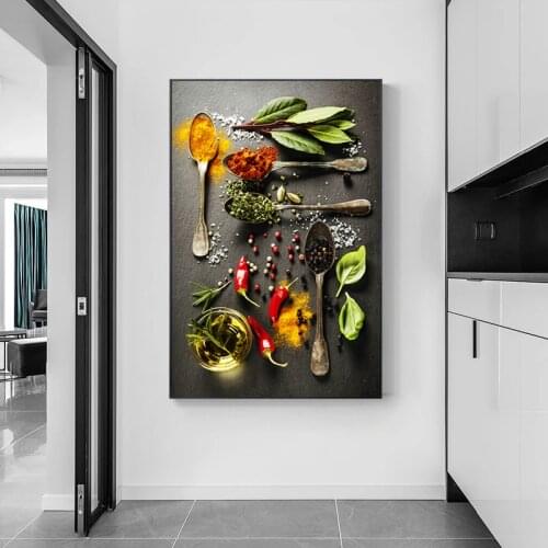 Vegetable Grains Spices Kitchen Canvas Painting Cuadros Scandinavian Posters and Prints Wall Art Picture Living Room Decor
