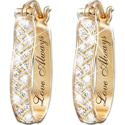 Luxury Royal Jewellery Gold Color Natural Diamond Earrings For Women Wedding/Engagement/Gift