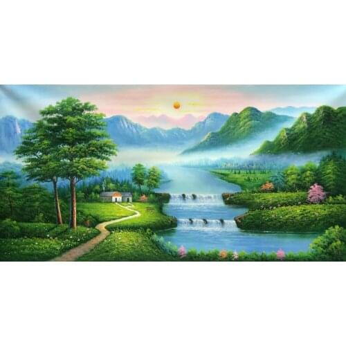 Hand Painted Modern Oil Painting on Canvas Chinese-style landscape painting Canvas Painting Wall Art Picture for Home Decoration