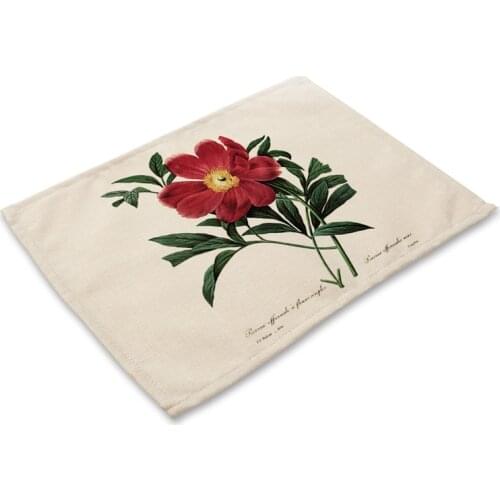 Floral Plant Placemat 40x60cm Simple Fabric Napkin Flower Dining Table Mats Cotton Placemats Plate Mat Coasters