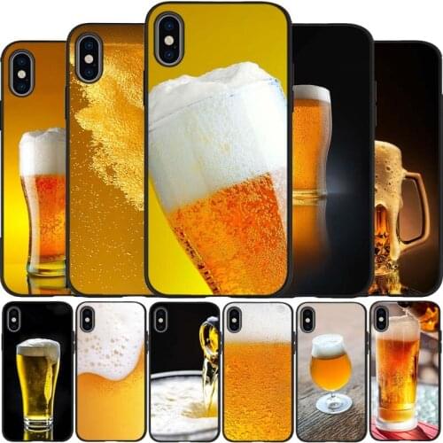 Yellow Beer black Silicone Phone Case For iPhone 12 XR XS Max 5 5S SE 2020 6 6S 7 8 PLUS X 11Pro Max 11 Cover