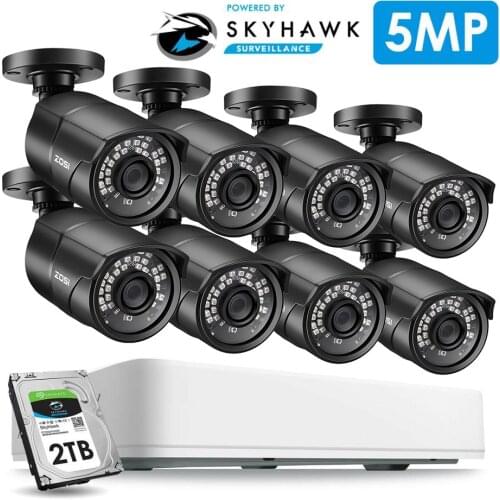 ZOSI 5MP 8CH AHD Analog Video Surveillance System CCTV Kit with 5MP Security Cameras Nightvision Waterproof IP67 Outdoor DVR HDD