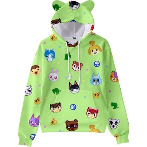 2 To 14 Years Kids Hoodie Animal Crossing Sweatshirt New Horizons Happy Home Designer Cat Ears Hoodies Tom Nook Leaf Children
