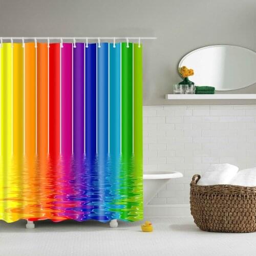 Waterproof Polyester shower curtain Colorful Washable environmentally friendly shower curtain with plastic hook TZ160914