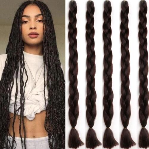 Mtmei Hair Pre Stretched Crochet Hair 82" Jumbo Braiding Hair Dark Brown Box Braids Synthetic Braiding Hair Extensions 165g/Pack