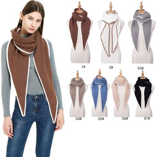 High Quality Knitted Wool Scarf Women Bib Core Spun Yarn Solid Color Shawl Autumn Winter Scarves Girls Gift