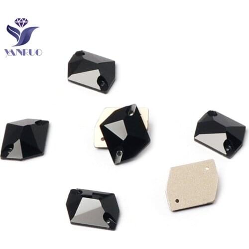 YANRUO 3265 Cosmic Black Rhinestone AAAAA Stones Sew On Rhinestones Crystal Applique Rhinestones Sewing Glass For Clothing