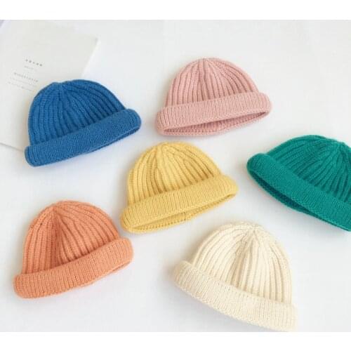 Candy-colored childrens Infant Toddler baby hat Winter Baby Beanie Warm Hat for Boys Girls Cute Soft Cotton Knitted Hat