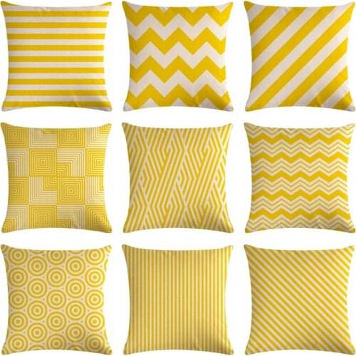 Nordic style Yellow Cushion Cover geometry Printing Cotton Linen Throw Pillowcase Waist Pillow Cover Home sofa car pillow cover