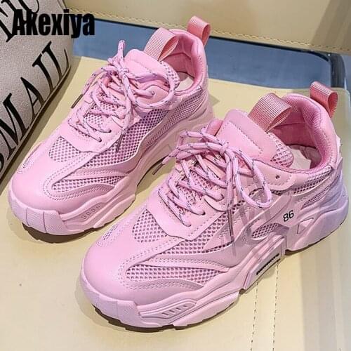 Women Platform Sneakers Chunky Brand Woman Casual Shoes Lace-up Female Sports Mesh Vulcanized Shoes Fashion Female Trainers