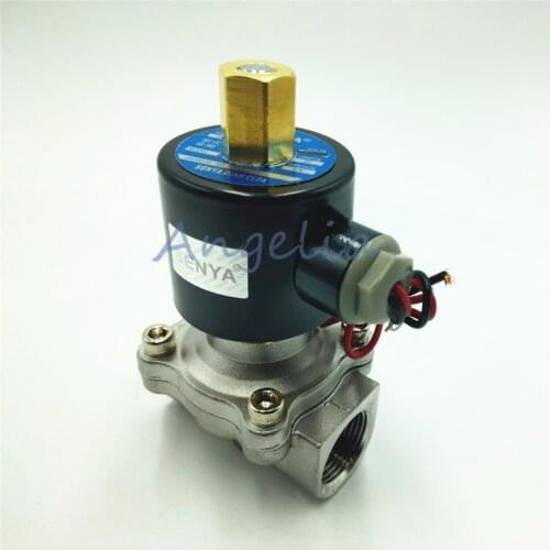 1-1/2" DN40 BSP AC220V AC110V AC24V Stainless Steel 304 Normally Open Electric Solenoid Valve N/O