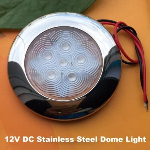 12V DC LED Dome Light Stainless Steel Ceiling Lamp for RV Camper Caravan Yachts Marine Kitchen/Under Cabinet Interior Roof Light