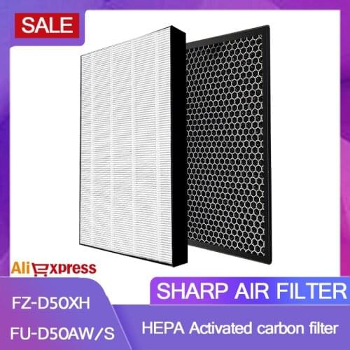 2PCS HEPA For Sharp air purifier filter Dust removal deodorization and smoke removal H12 FU-D50AW FZ-D50XH For Sharp air filter