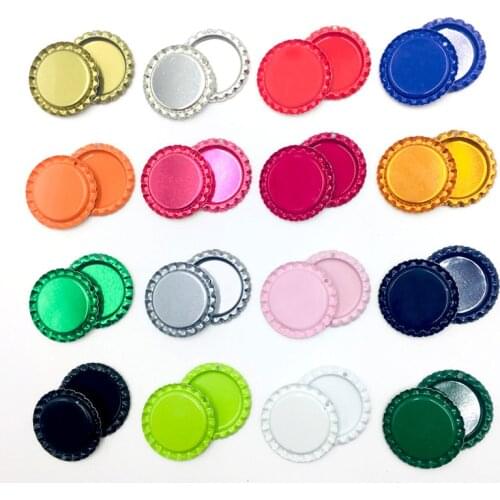 20pcs/lot with Hole Inside Colored Round Flattened Bottle Caps for DIY Hairbow Crafts Hair Bows Necklace Jewelry Accessories